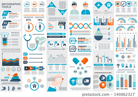Medical infographic elements data visualization vector design template. Can be used for steps, options, workflow, diagram, flowchart concept, timeline, healthcare icons, research, info graphics. Medical infographic elements data visualization vector design template. Can be used for steps, options, workflow, diagram, flowchart concept, timeline, healthcare icons, research, info graphics. 140862327