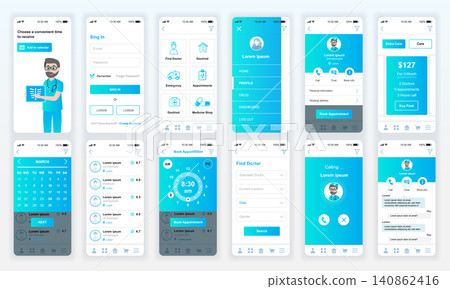 Set of UI, UX, GUI screens Medicine app flat design template for mobile apps, responsive website wireframes. Web design UI kit. Medicine Dashboard. Set of UI, UX, GUI screens Medicine app flat design template for mobile apps, responsive website wireframes. Web design UI kit. Medicine Dashboard. 140862416