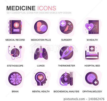 Modern Set Healthcare and Medicine Gradient Flat Icons for Website and Mobile Apps. Contains such Icons as Doctor, Hospital, Medical Equipment. Conceptual color flat icon. Vector pictogram pack. Modern Set Healthcare and Medicine Gradient Flat Icons for Website and Mobile Apps. Contains such Icons as Doctor, Hospital, Medical Equipment. Conceptual color flat icon. Vector pictogram pack. 140862476