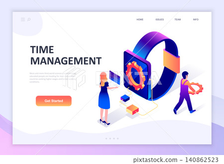 Modern flat design isometric concept of Time Management decorated people character for website and mobile website development. Isometric landing page template. Vector illustration. Modern flat design isometric concept of Time Management decorated people character for website and mobile website development. Isometric landing page template. Vector illustration. 140862523