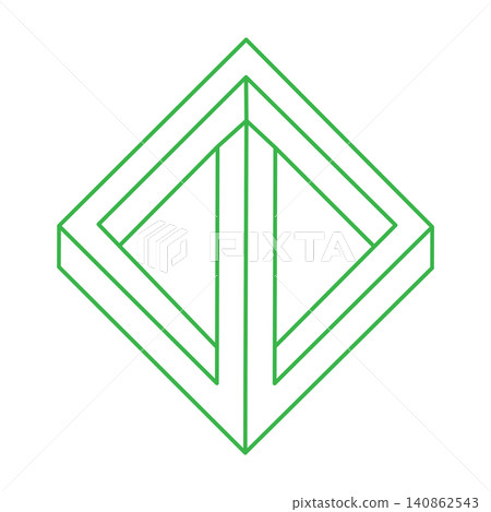 Impossible optical illusion shape. Logo. Optical art object. Impossible figures. Line art. Unreal geometric objects.  140862543