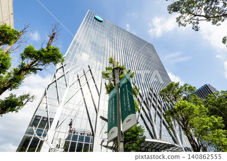 Low-angle view of the E.Sun Financial Holdings Second Headquarters building in Taipei, Taiwan. Low-angle view of the E.Sun Financial Holdings Second Headquarters building in Taipei, Taiwan. 140862555
