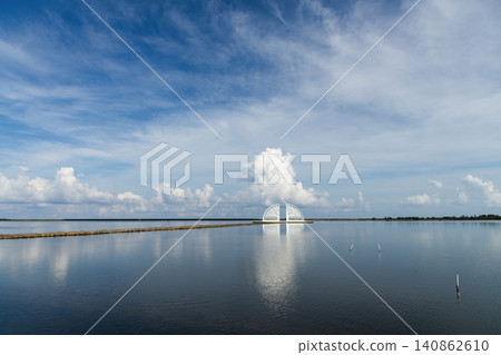 Beautiful Tree of Life installation art at Qinkunshen Fan-shaped Salt Fields in Jiangjun, Tainan, Taiwan, one of the Southwest Coast National Scenic Area attractions. 140862610