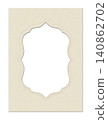 Cream paper photo frame with ornate scalloped border, embossed decorative shape, blank scrapbook frame template design 140862702