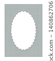 Grid Pattern Embossed Paper Frame Template with Scalloped Oval Window for Modern Stationery 140862706