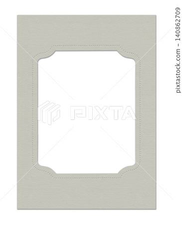 Ivory Linen Embossed Paper Frame Template with Blank Decorative Label for Elegant Stationery 140862709
