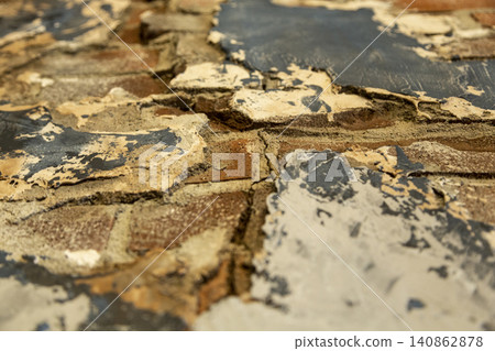 The texture of chipped paint on tiles and cracked mortar. The texture of chipped paint on tiles and cracked mortar. 140862878