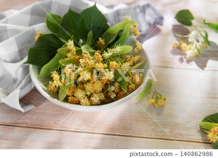 Linden blossoms for natural herbal wellness tea Linden blossoms for natural herbal wellness tea 140862986