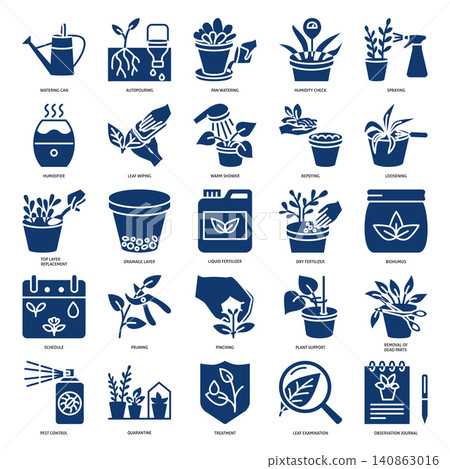 Gardening and home plants care glyph icon set Gardening and home plants care glyph icon set 140863016