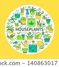 Houseplants round banner 140863017