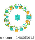 Potted home plants round poster 140863018