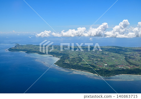 A stunning view of Miyako Island's ocean from the sky. A stunning view of Miyako Island's ocean from the sky. 140863715