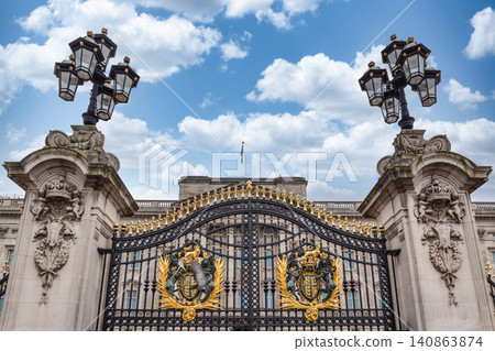 The ornate gates of Buckingham Palace in London The ornate gates of Buckingham Palace in London 140863874