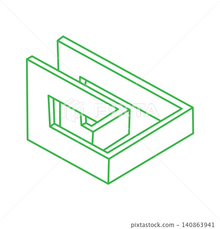 Impossible optical illusion shape. Logo. Optical art object. Impossible figures. Line art. Unreal geometric objects. Impossible optical illusion shape. Logo. Optical art object. Impossible figures. Line art. Unreal geometric objects. 140863941