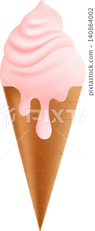 Vector pink strawberry ice cream cone isolated on white background Vector pink strawberry ice cream cone isolated on white background 140864002