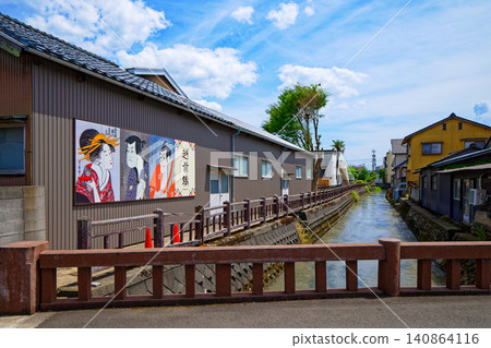 Display panels of Echizen weaving along the Tajima River; featuring Echizen weaving motifs. Display panels of Echizen weaving along the Tajima River; featuring Echizen weaving motifs. 140864116