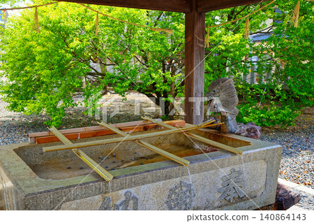 Water purification pavilion at Kunigami Shrine, the birthplace of Prince Waniko, son of Emperor Keitai. Water purification pavilion at Kunigami Shrine, the birthplace of Prince Waniko, son of Emperor Keitai. 140864143