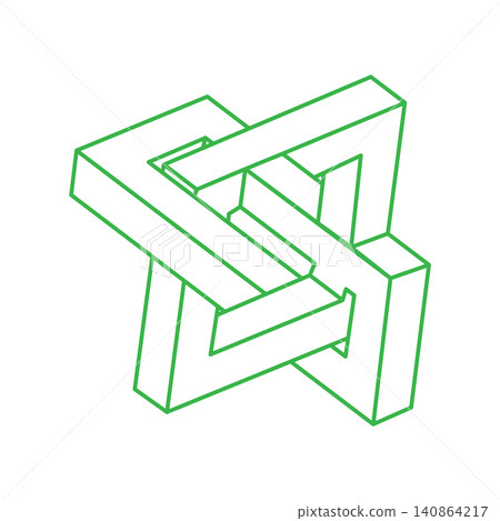 Impossible shapes. Sacred geometry figure. Optical illusion. Abstract eternal geometric object. Impossible endless outline logo. Line art. Optical art. Impossible geometry shape on a white background. 140864217