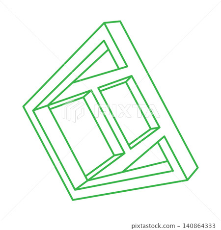 Impossible shape. Sacred geometry figure. Optical illusion. Abstract eternal geometric objects. Impossible endless outline. Optical art. Impossible geometry shape on a white background. Escher style. 140864333