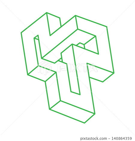 Logo. Impossible optical illusion shapes. Optical art object. Impossible figures. Escher style. Geometry. Logo. Impossible optical illusion shapes. Optical art object. Impossible figures. Escher style. Geometry. 140864359