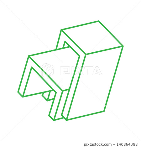 Impossible shapes. Sacred geometry. Optical illusion. Abstract eternal geometric objects. Impossible endless outline logo. Optical art. Impossible geometry symbol on a white background. Line art. 140864388