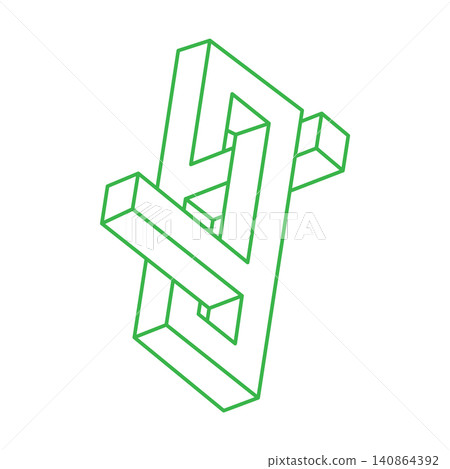 Impossible optical illusion shapes. Logo. Optical art objects. Impossible figures. Line art. Unreal geometric object. 140864392