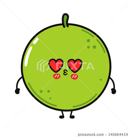 Cute pea kissing character illustration Cute pea kissing character illustration 140864419