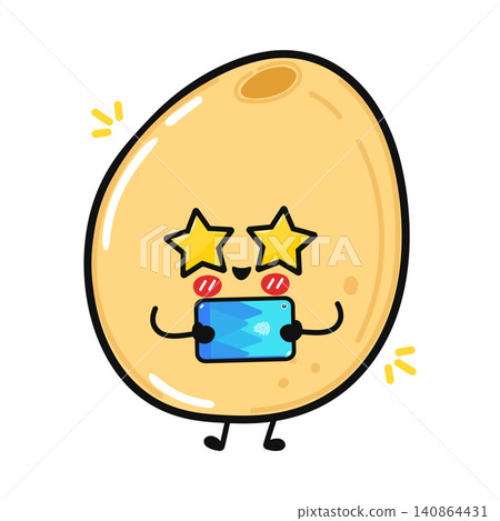 Cute millet smartphone character illustration 140864431