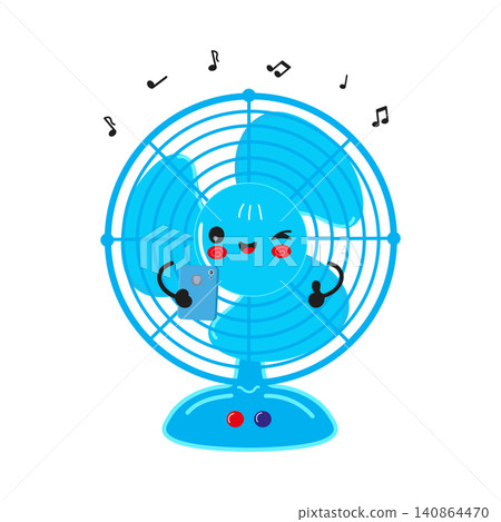 Cute blue fan music character illustration 140864470