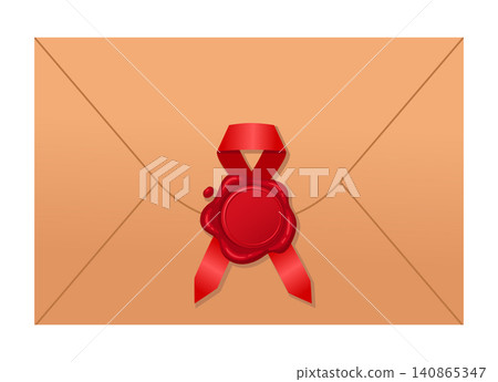 Sealed envelope icon. Paper envelope with red wax seal isolated on white background flat vector illustration. Postal mail correspondence symbol 140865347