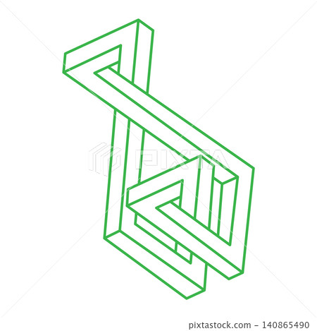 Impossible shapes. Logo. Sacred geometry figures. Optical illusion. Abstract eternal geometric objects. Impossible endless outline. Optical art. Impossible geometry shape on a white background. 140865490