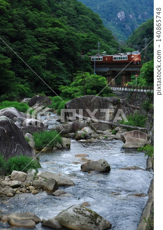 [Tottori Prefecture] Limited Express Yakumo train, Series 273, crossing the lush green Sekkaikei Gorge_Photographed on June 18, 2026 140865748