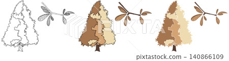 A set of stylized illustrations of Glossopteris from the Permian period. A set of stylized illustrations of Glossopteris from the Permian period. 140866109