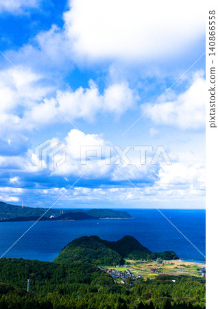 The breathtaking view of Tsuruga Bay, sparkling blue. The breathtaking view of Tsuruga Bay, sparkling blue. 140866558