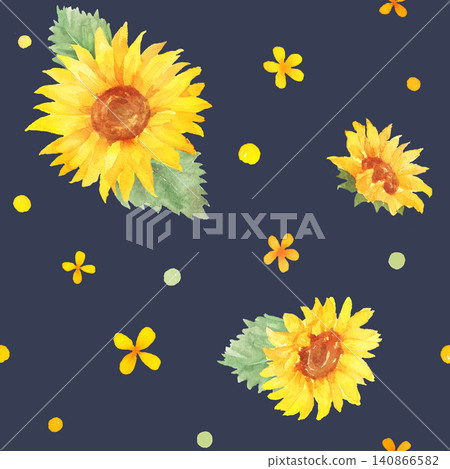 水彩向日葵圖案材料 水彩向日葵圖案材料 140866582