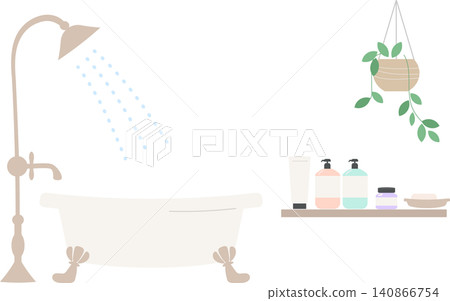 自然色調的浴室背景插圖素材 自然色調的浴室背景插圖素材 140866754