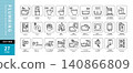 Plumbing fixtures, renovation, remodeling, vector icon set 140866809