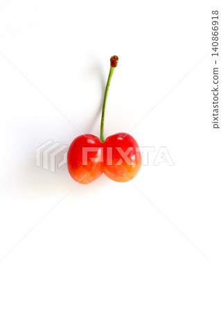 Twin cherries with a white background (something's wrong with them) Twin cherries with a white background (something's wrong with them) 140866918