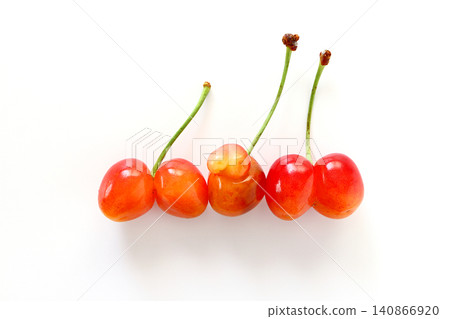 Twin cherries with a white background (something's wrong with them) Twin cherries with a white background (something's wrong with them) 140866920
