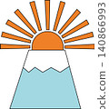 New Year's card Mount Fuji and sunrise 140866993