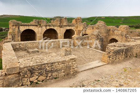Baths of Antoninus. Antoniniani thermae. Archaeological ruins. Archeological Site of Dougga. Tunisia Baths of Antoninus. Antoniniani thermae. Archaeological ruins. Archeological Site of Dougga. Tunisia 140867205