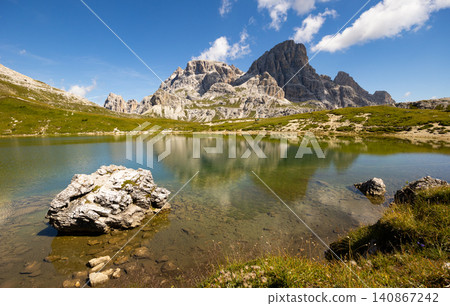 Clear emerald-turquoise pond water in Laghi dei piani area Clear emerald-turquoise pond water in Laghi dei piani area 140867242