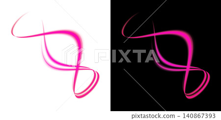 A pink, glowing, looping light trail effect on a transparent background. A pink, glowing, looping light trail effect on a transparent background. 140867393