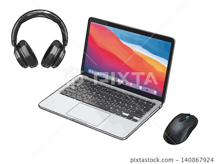 Illustrations of computers and peripherals Illustrations of computers and peripherals 140867924