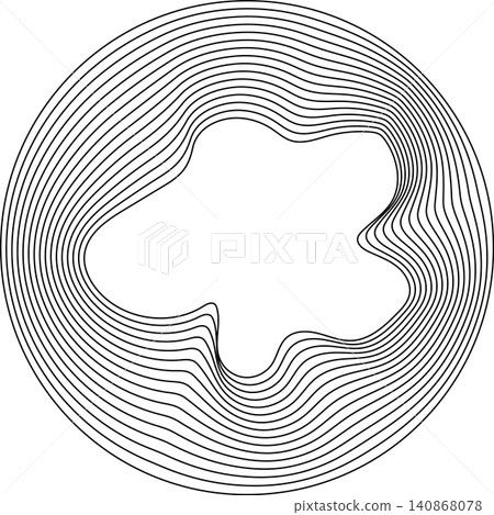 Circles round curve shape with wavy dynamic lines Circles round curve shape with wavy dynamic lines 140868078