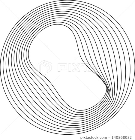 Circles round curve shape with wavy dynamic lines Circles round curve shape with wavy dynamic lines 140868082