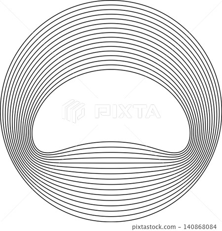 Circles round curve shape with wavy dynamic lines 140868084