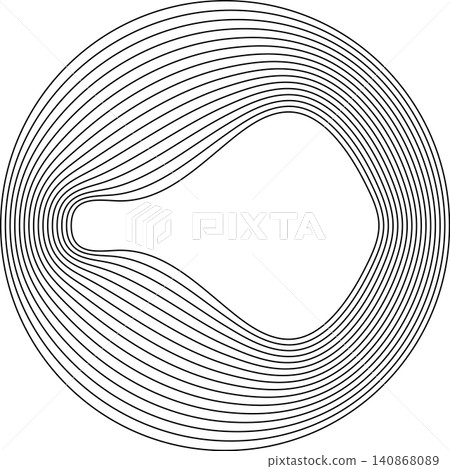 Circles round curve shape with wavy dynamic lines Circles round curve shape with wavy dynamic lines 140868089