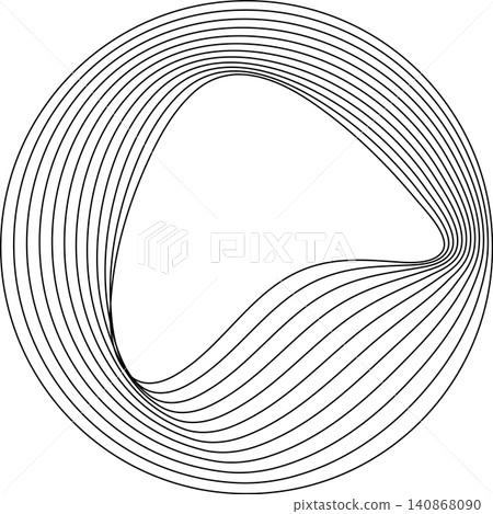 Circles round curve shape with wavy dynamic lines Circles round curve shape with wavy dynamic lines 140868090