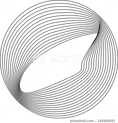 Circles round curve shape with wavy dynamic lines Circles round curve shape with wavy dynamic lines 140868091